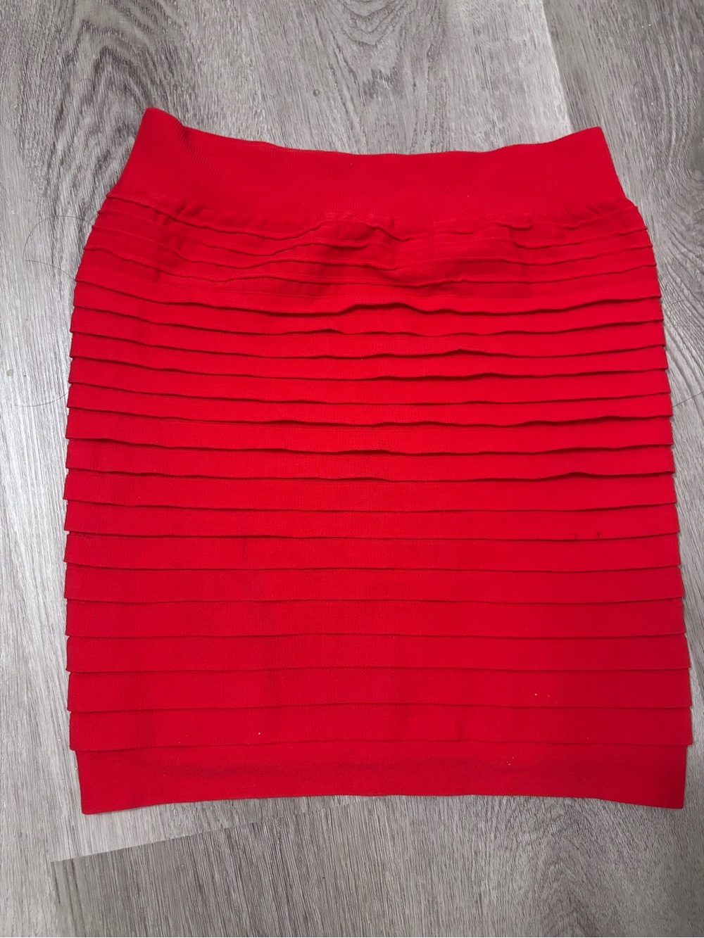 SHEIN Red Layered Knit Mini Pencil Skirt